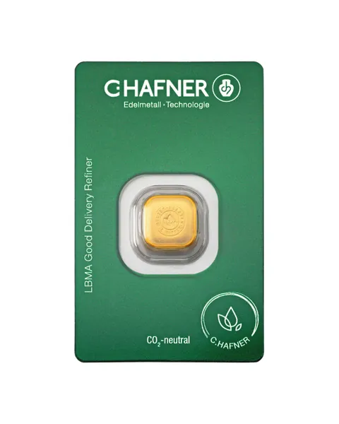 C.HAFNER Gussbarren im grünen Blister, CO2-neutral