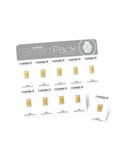 ceha SmartPack von C.HAFNER mit zehn 1-g-Goldbarren